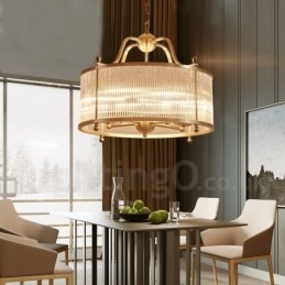 Lampadario a sospensione rustico retrò in ottone con paralume in vetro a 5 luci E14
