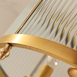 Lampadario a sospensione rustico retrò in ottone con paralume in vetro a 5 luci E14