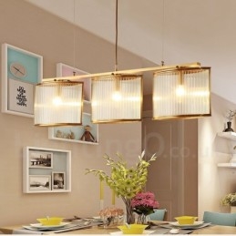 Lampadario a sospensione rustico retrò in ottone con paralume in vetro, 3 luci E14