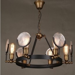 Lampadario Tieyi in vetro trasparente nero, 6 luci, E26/E27, 65 cm