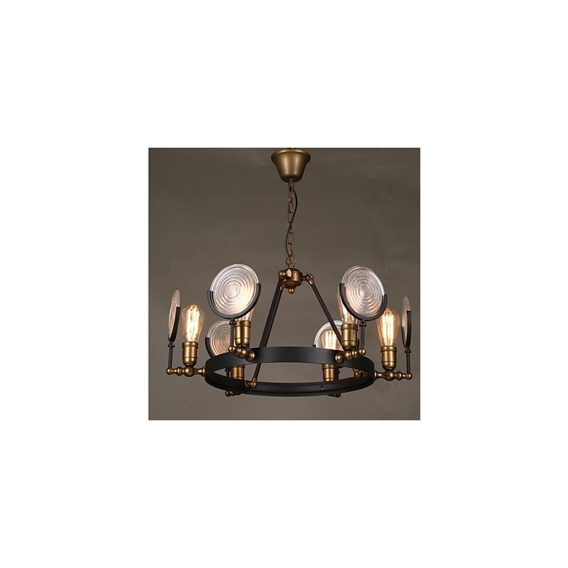 Lampadario Tieyi in vetro trasparente nero, 6 luci, E26/E27, 65 cm