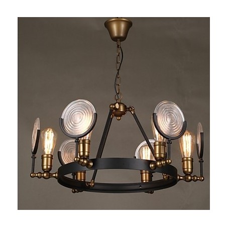 Lampadario Tieyi in vetro trasparente nero, 6 luci, E26/E27, 65 cm