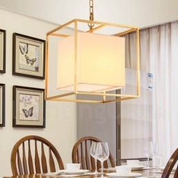 Lampadario a sospensione rustico retrò in ottone con paralume in tessuto, 1 luce E14, Ø 30 cm