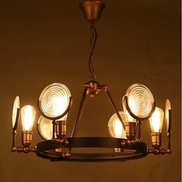 Lampadario Tieyi in vetro trasparente nero, 6 luci, E26/E27, 65 cm