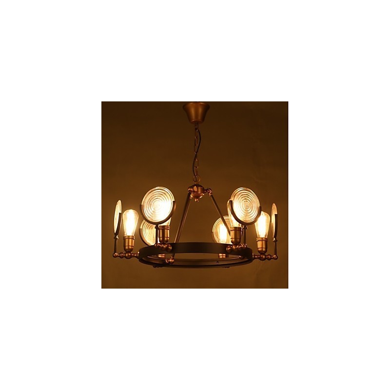 Lampadario Tieyi in vetro trasparente nero, 6 luci, E26/E27, 65 cm