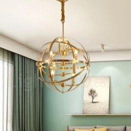 Lampadario a sospensione retrò rustico in ottone a 8 luci E14
