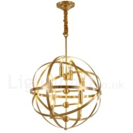 Lampadario a sospensione retrò rustico in ottone a 8 luci E14