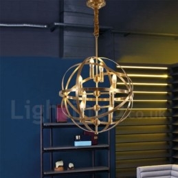 Lampadario a sospensione retrò rustico in ottone a 8 luci E14