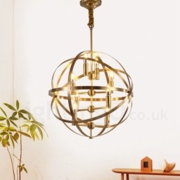 Lampadario a sospensione retrò rustico in ottone a 8 luci E14