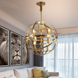 Lampadario a sospensione retrò rustico in ottone a 8 luci E14