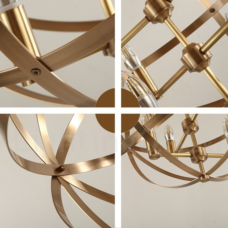 Lampadario a sospensione retrò rustico in ottone a 8 luci E14