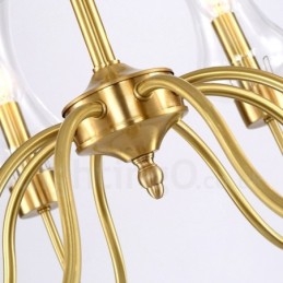 Lampadario a sospensione rustico retrò in ottone e vetro 6 luci E14