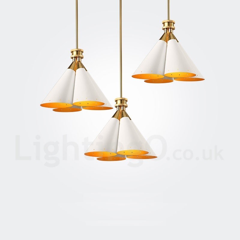 Lampadario a sospensione retrò rustico 4 luci E27 in lega di alluminio 40 cm