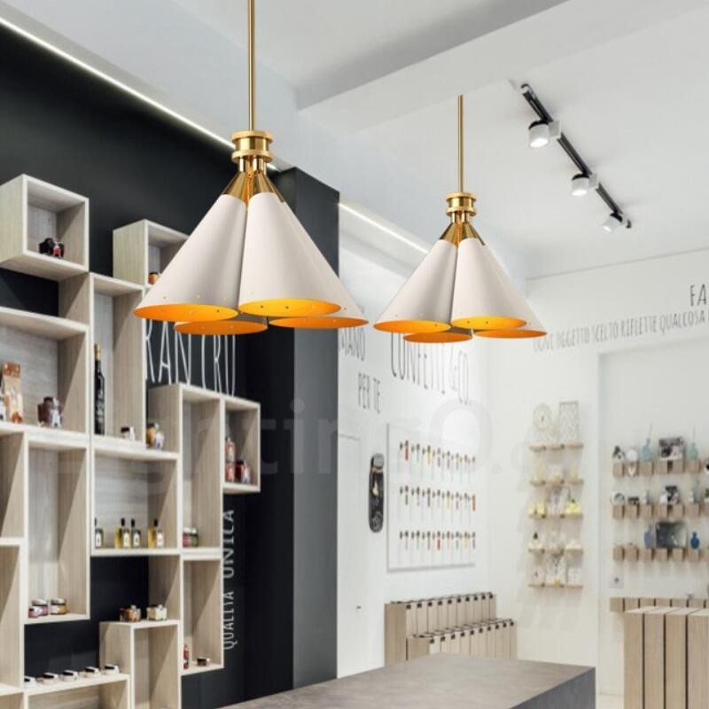 Lampadario a sospensione retrò rustico 4 luci E27 in lega di alluminio 40 cm
