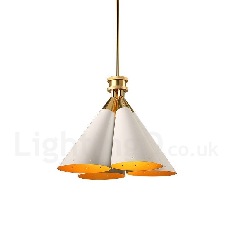Lampadario a sospensione retrò rustico 4 luci E27 in lega di alluminio 40 cm