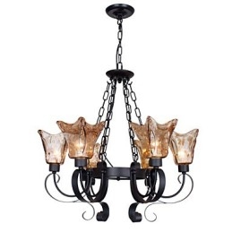 Lampadario classico vintage a 6 luci in vetro