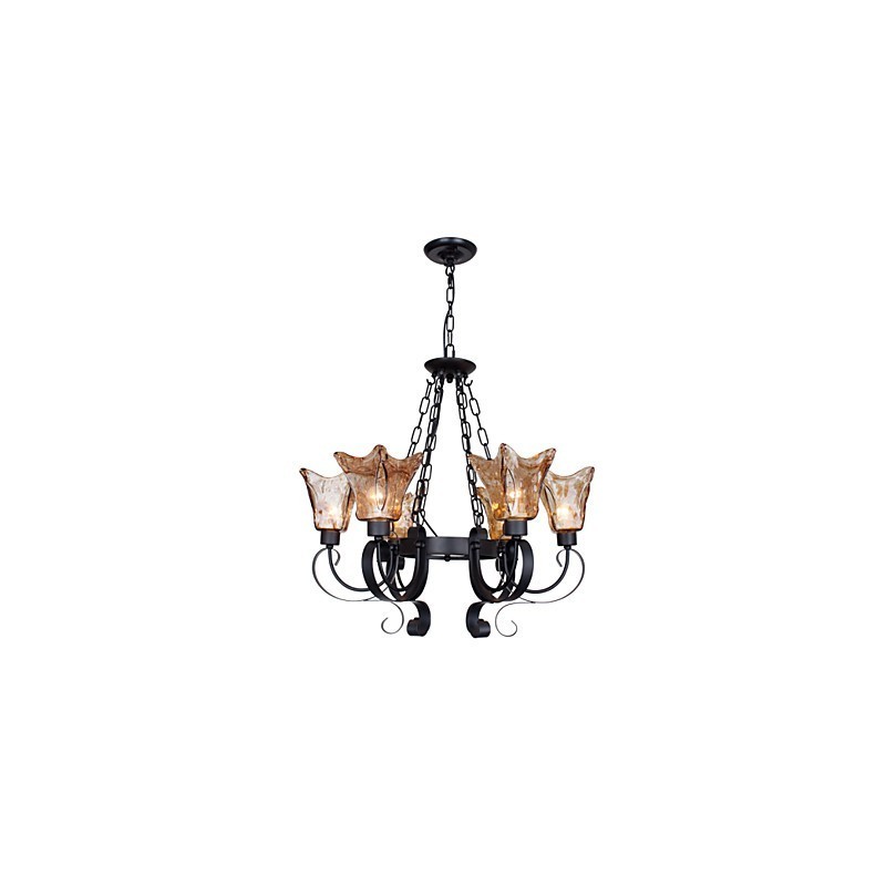 Lampadario classico vintage a 6 luci in vetro
