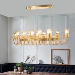 Lampadario a sospensione retrò rustico in lega di alluminio con 12 luci e paralumi in vetro