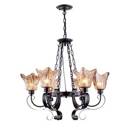 Lampadario classico vintage a 6 luci in vetro