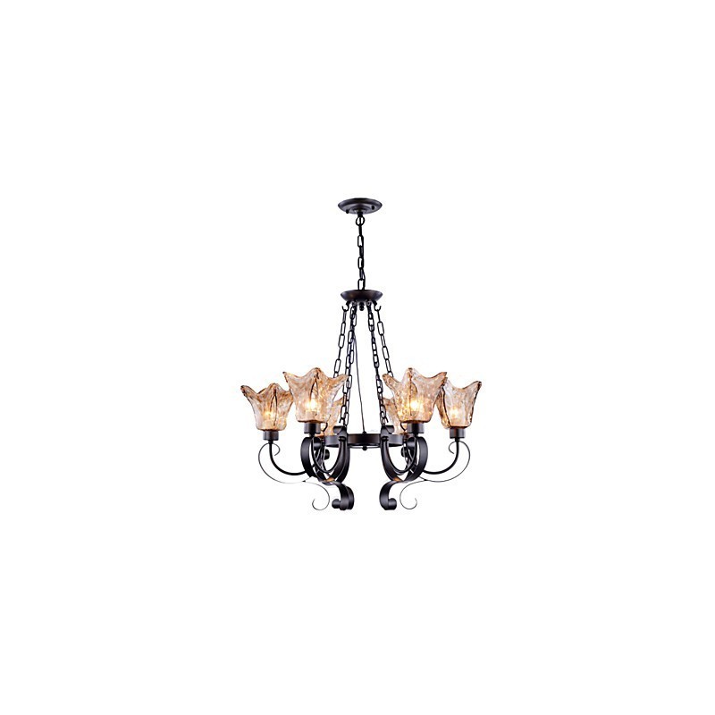 Lampadario classico vintage a 6 luci in vetro