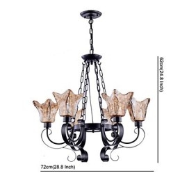 Lampadario classico vintage a 6 luci in vetro