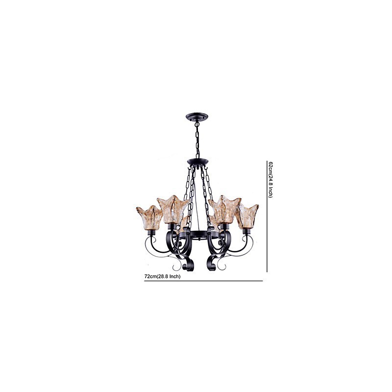 Lampadario classico vintage a 6 luci in vetro