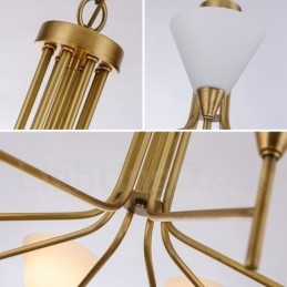 Lampadario a sospensione retrò rustico in ottone e vetro a 5 luci E14
