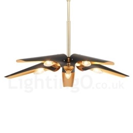 Lampadario a sospensione retrò rustico a 5 luci in lega di alluminio E14 80 x 10 cm