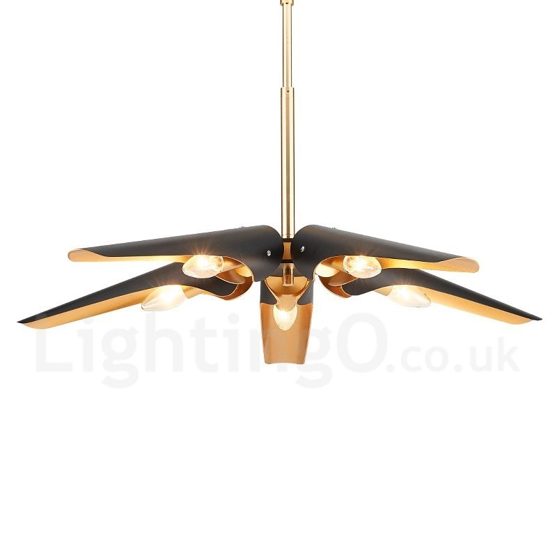 Lampadario a sospensione retrò rustico a 5 luci in lega di alluminio E14 80 x 10 cm