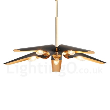 Lampadario a sospensione retrò rustico a 5 luci in lega di alluminio E14 80 x 10 cm