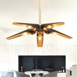 Lampadario a sospensione retrò rustico a 5 luci in lega di alluminio E14 80 x 10 cm