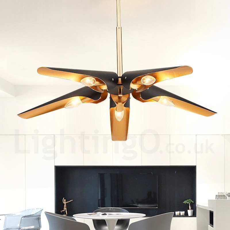 Lampadario a sospensione retrò rustico a 5 luci in lega di alluminio E14 80 x 10 cm