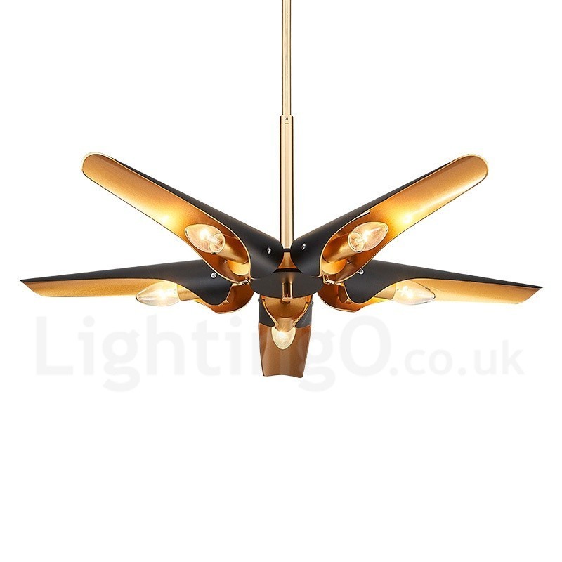 Lampadario a sospensione retrò rustico a 5 luci in lega di alluminio E14 80 x 10 cm