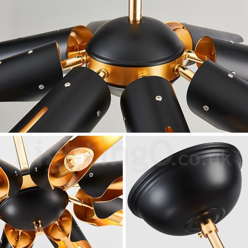 Lampadario a sospensione retrò rustico a 5 luci in lega di alluminio E14 80 x 10 cm