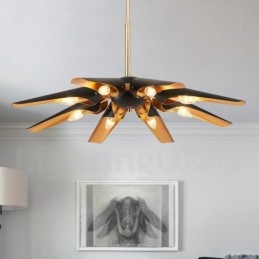 Lampadario a sospensione rustico retrò in lega di alluminio, 8 luci E14, 90 x 10 cm