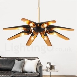 Lampadario a sospensione rustico retrò in lega di alluminio, 8 luci E14, 90 x 10 cm