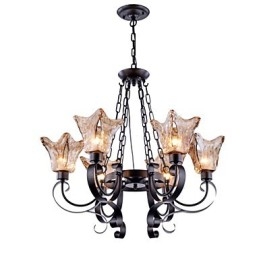 Lampadario classico vintage a 6 luci in vetro