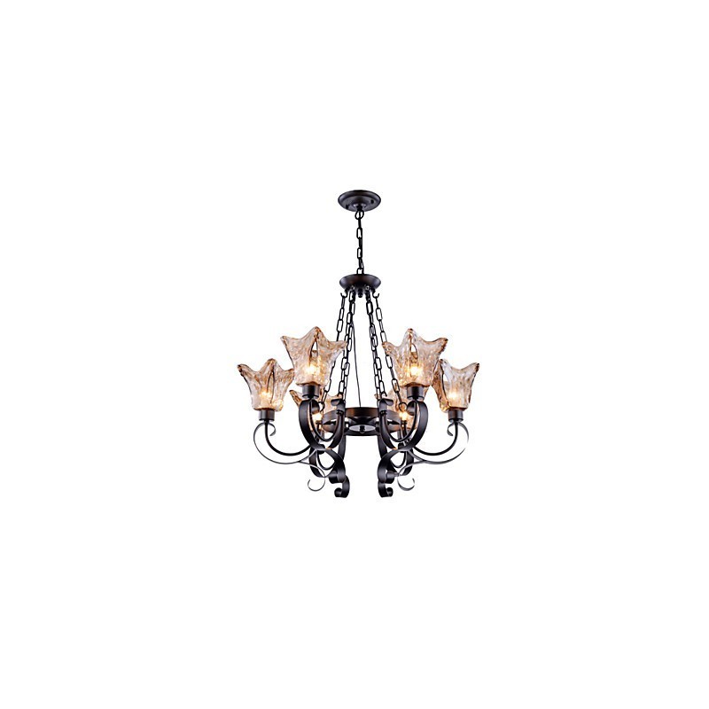 Lampadario classico vintage a 6 luci in vetro