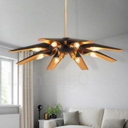 Lampadario a sospensione rustico retrò in lega di alluminio, 8 luci E14, 90 x 10 cm