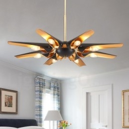 Lampadario a sospensione rustico retrò in lega di alluminio, 8 luci E14, 90 x 10 cm