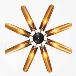 Lampadario a sospensione rustico retrò in lega di alluminio, 8 luci E14, 90 x 10 cm