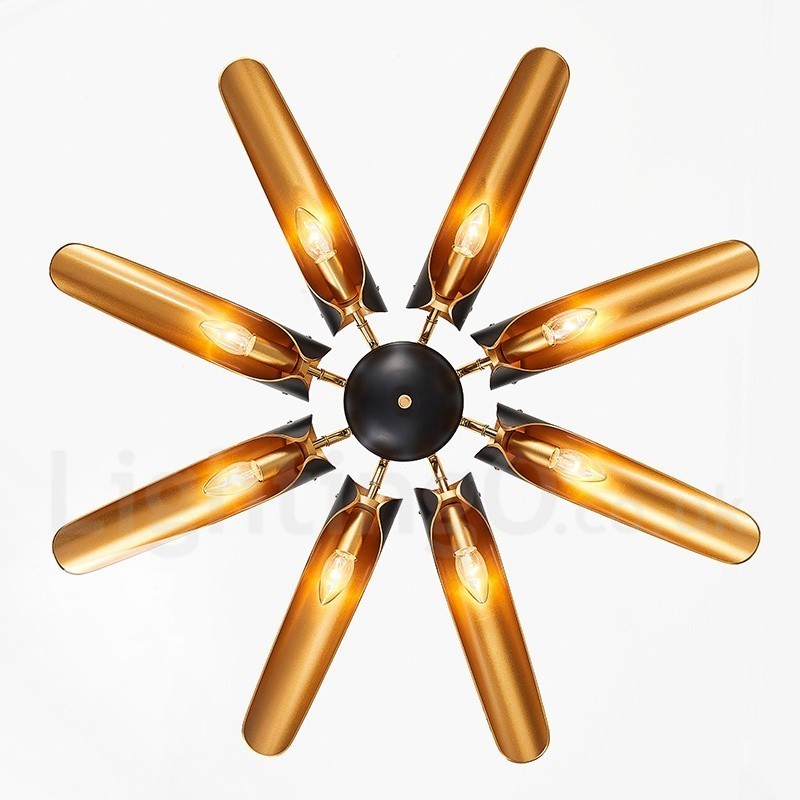 Lampadario a sospensione rustico retrò in lega di alluminio, 8 luci E14, 90 x 10 cm