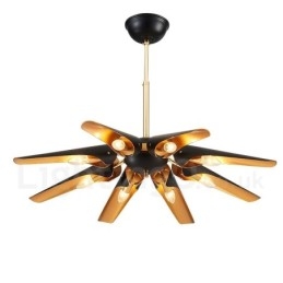 Lampadario a sospensione rustico retrò in lega di alluminio, 8 luci E14, 90 x 10 cm