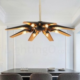 Lampadario a sospensione rustico retrò in lega di alluminio, 8 luci E14, 90 x 10 cm