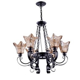 Lampadario classico vintage a 6 luci in vetro