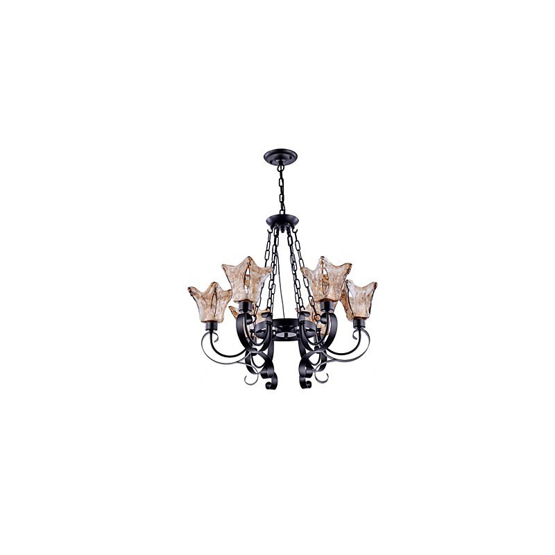 Lampadario classico vintage a 6 luci in vetro