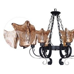 Lampadario classico vintage a 6 luci in vetro