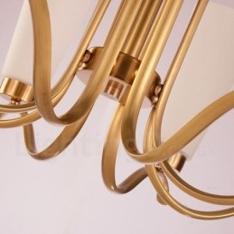 Lampadario a sospensione in ottone retrò rustico a 8 luci con paralume in vetro E27