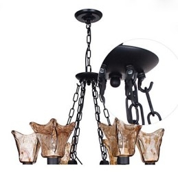 Lampadario classico vintage a 6 luci in vetro