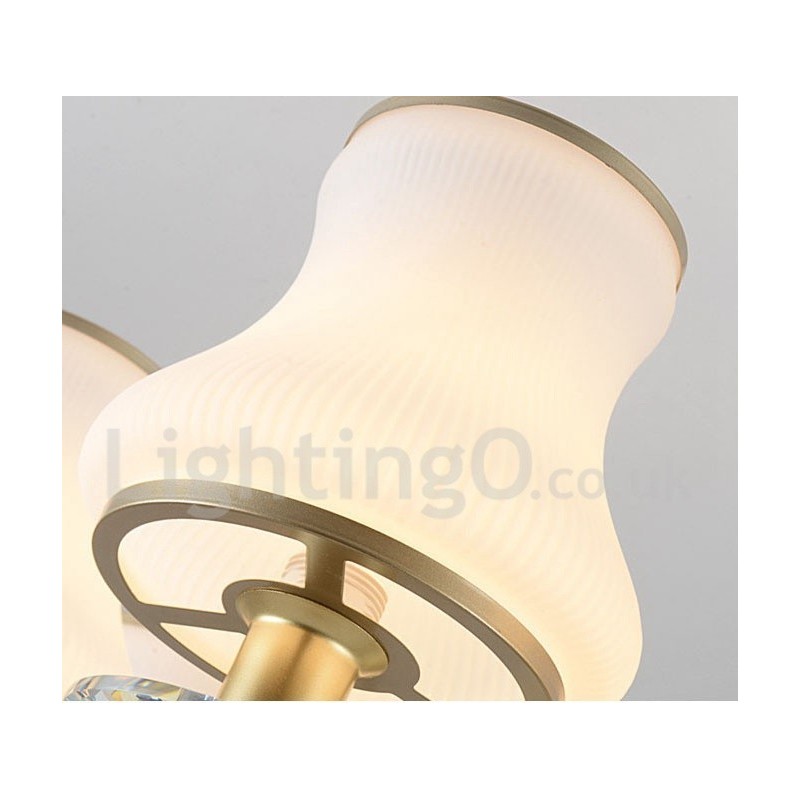 Lampadario a sospensione in cristallo retrò rustico a 8 luci con paralume in vetro